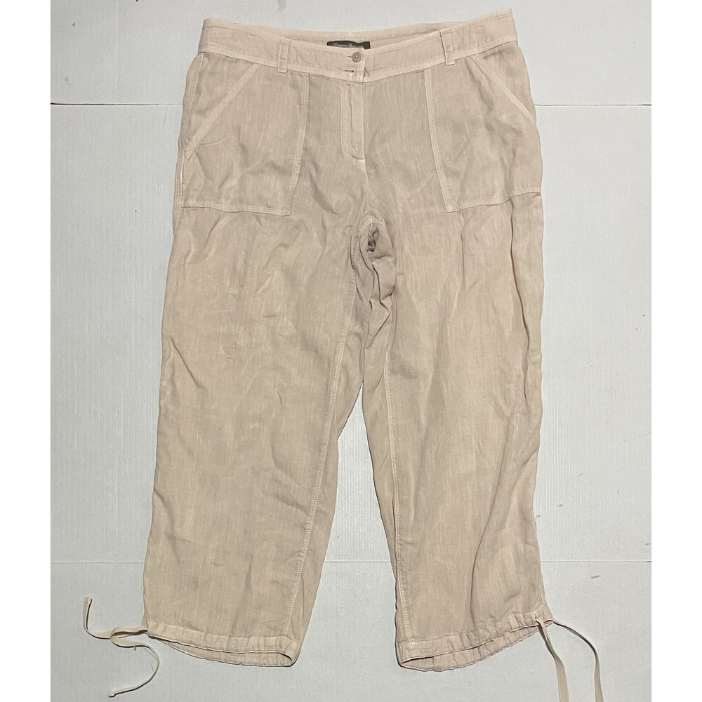 Tommy Bahama Womens Linen Pants Light Orange Size 8 Drawstring Hem Resort Casual